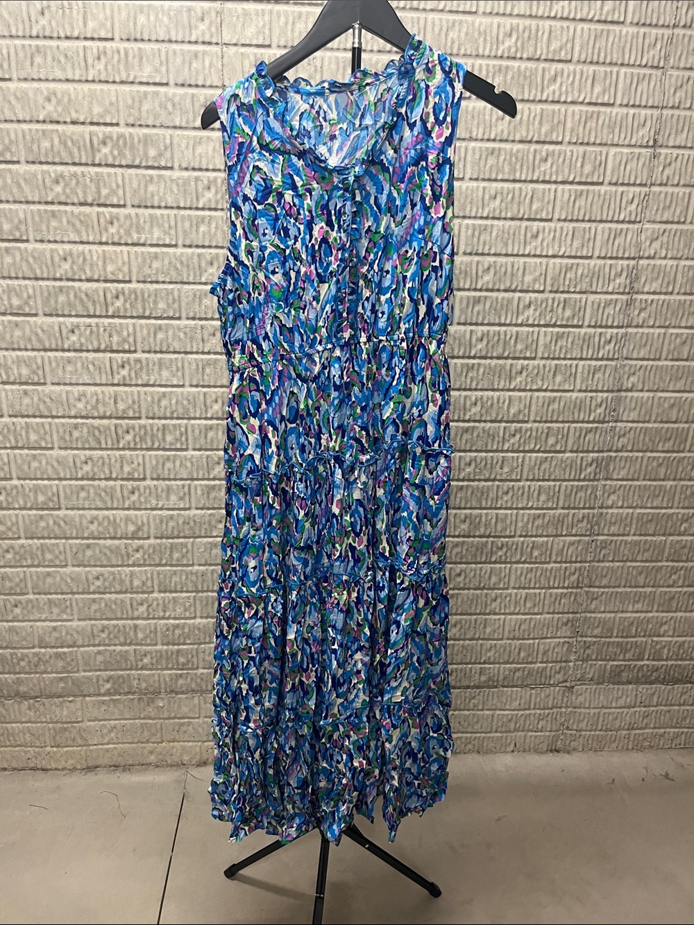 Cupshe Blue & Green Sleeveless Abstract Print Maxi Dress